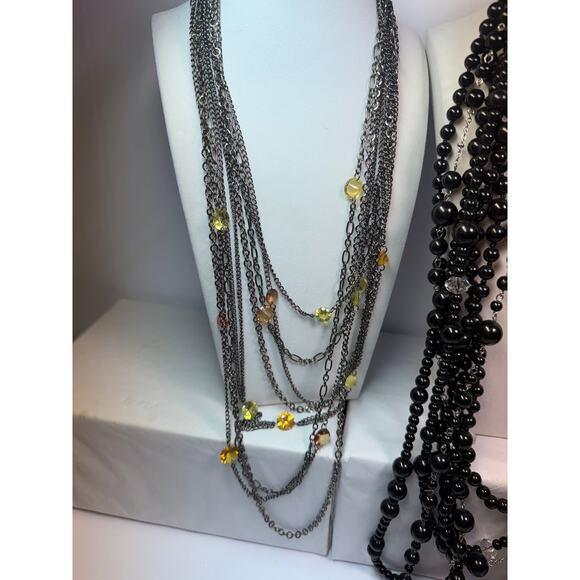 10 shinning black gunmetal charcoal gray necklace bangle bracelet earrings ring - Picture 2 of 11